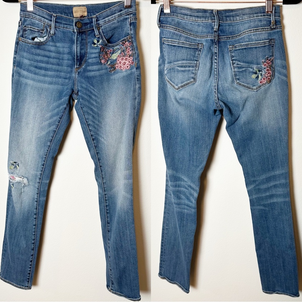 Driftwood Denim Audrey Jeans Floral Embroidered Peacock 26